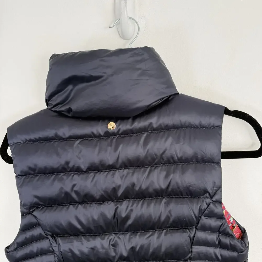 Lilly Pulitzer Allie Packable Quilted Down Puffer Vest Navy Blue Preppy Womens S